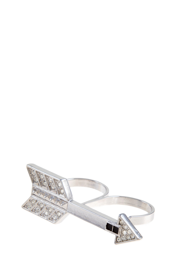 Crystal encrusted arrow double ring