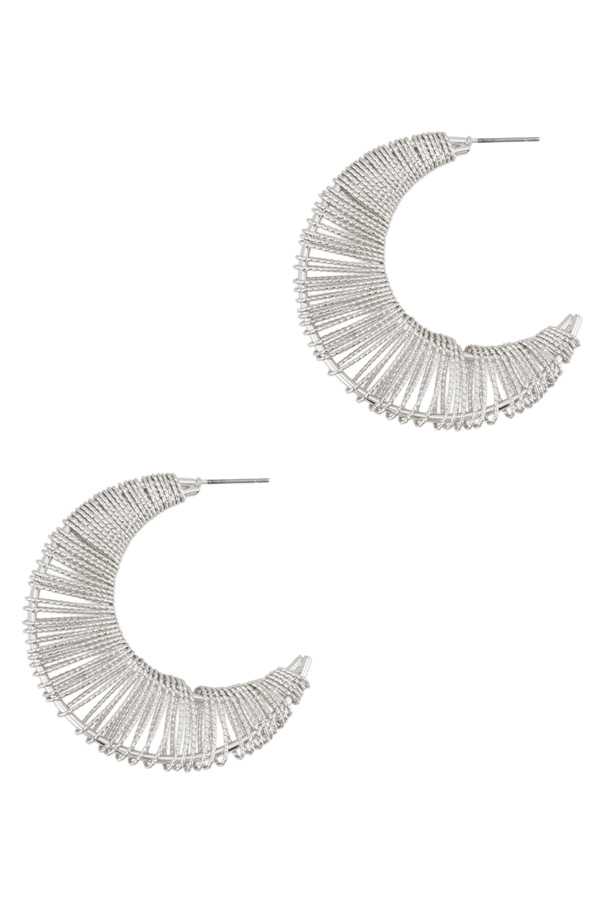 Textured Wire Wrap Crescent Earring