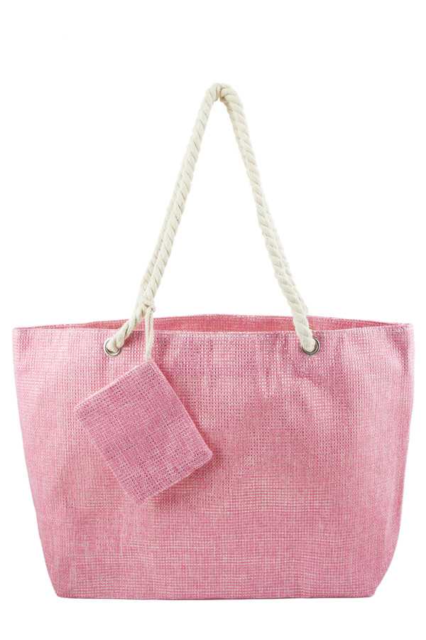 METALLIC GLITTER TOTE BAG WITH POUCH