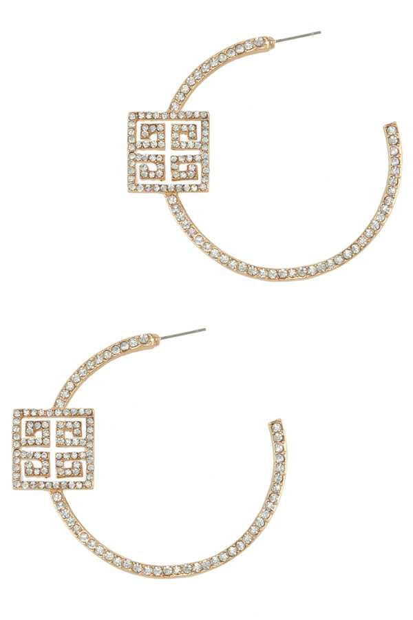 60MM HOOP EARRING WITH GREEK ACCENT