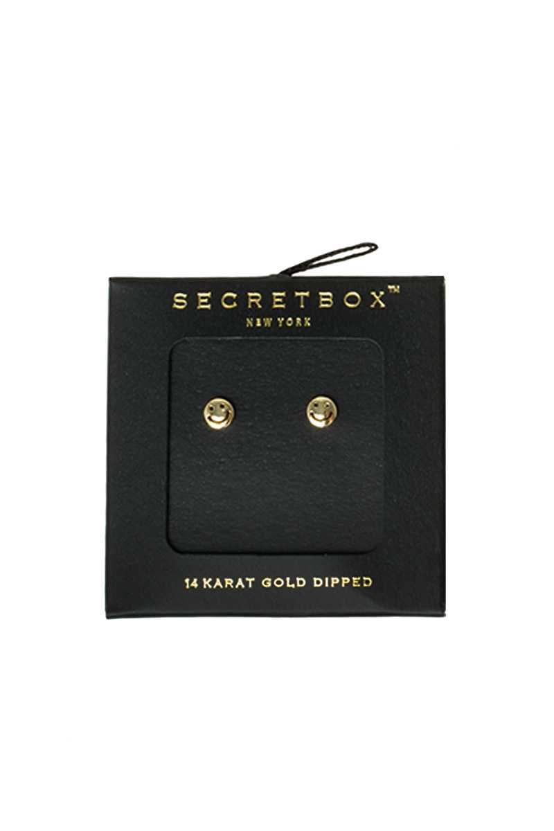 Gold Dipped Smily Face Stud Earring