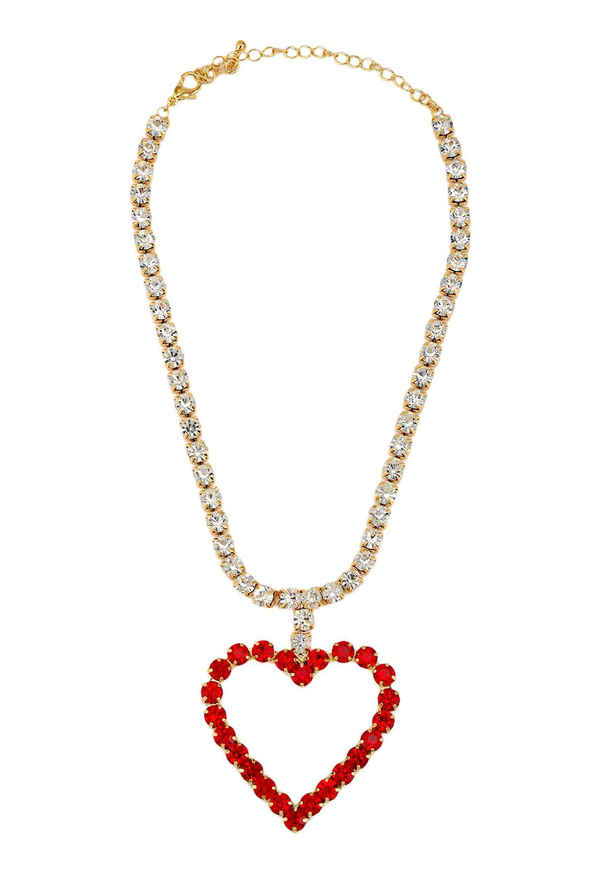 Rhinestone Heart Shape Charm Necklace