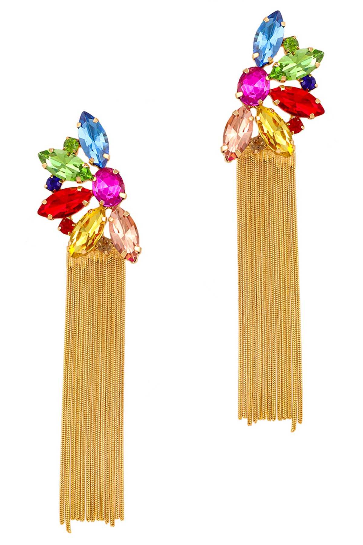 Crystal Accent with Fringe Stud Earring
