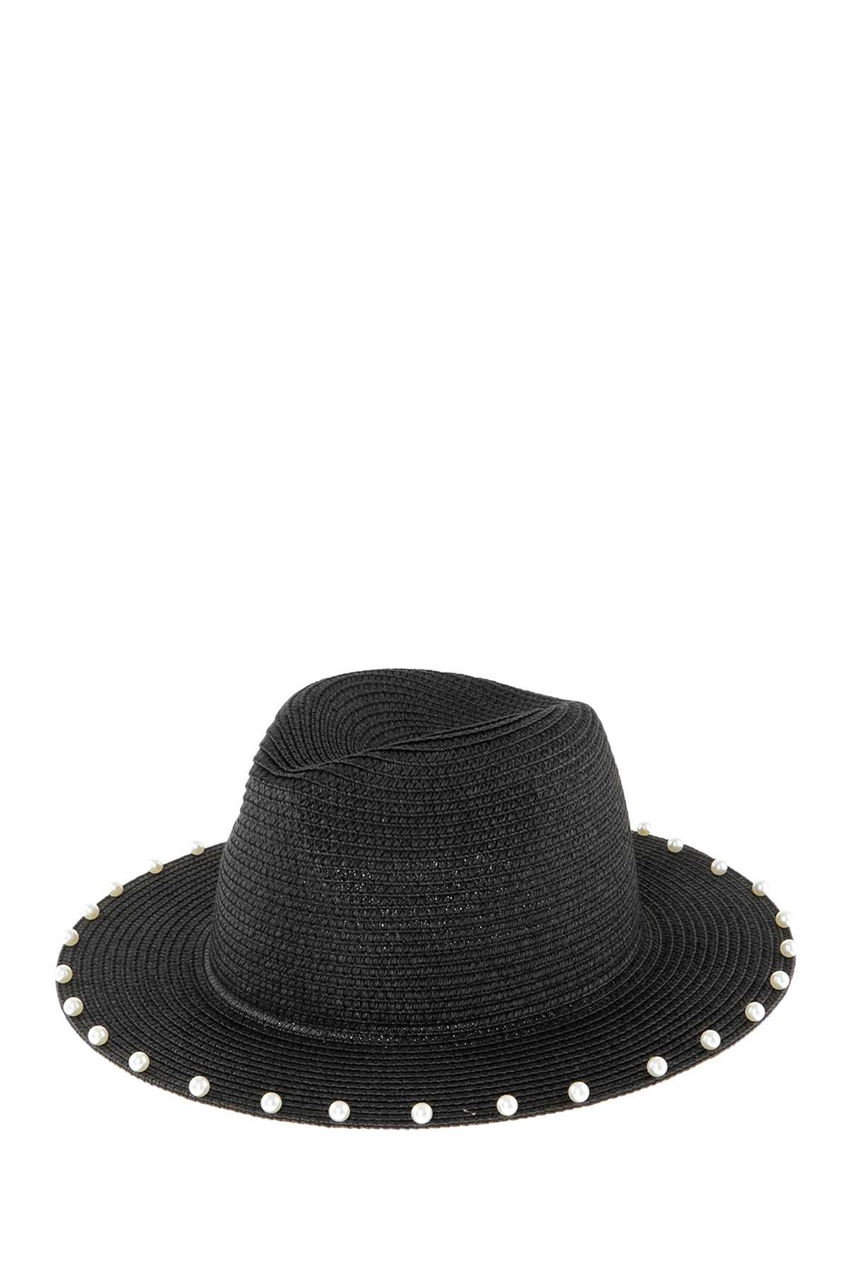Pearl Edge Straw Fedora Hat