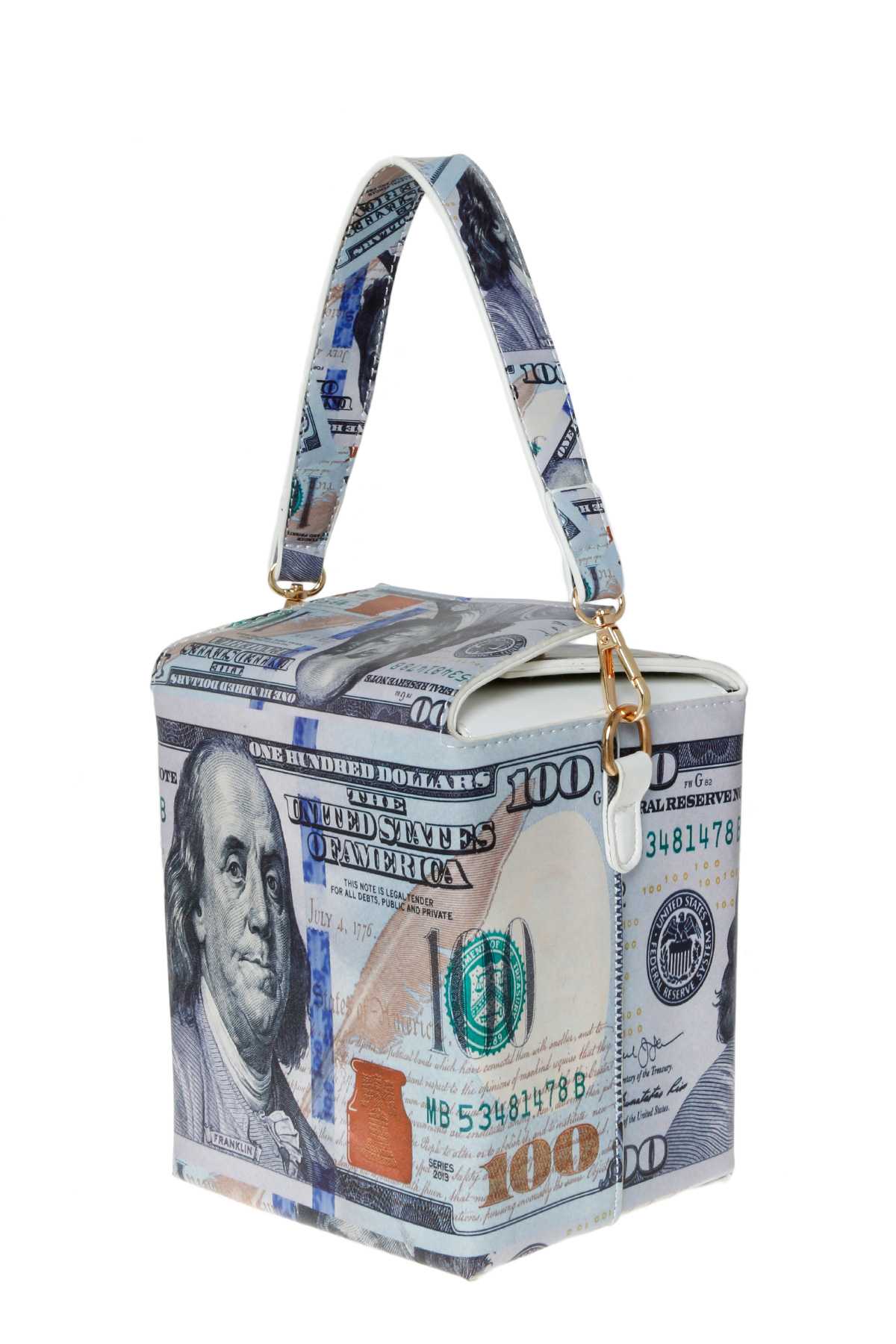 Dollar Print Box Shape Shoulder Bag