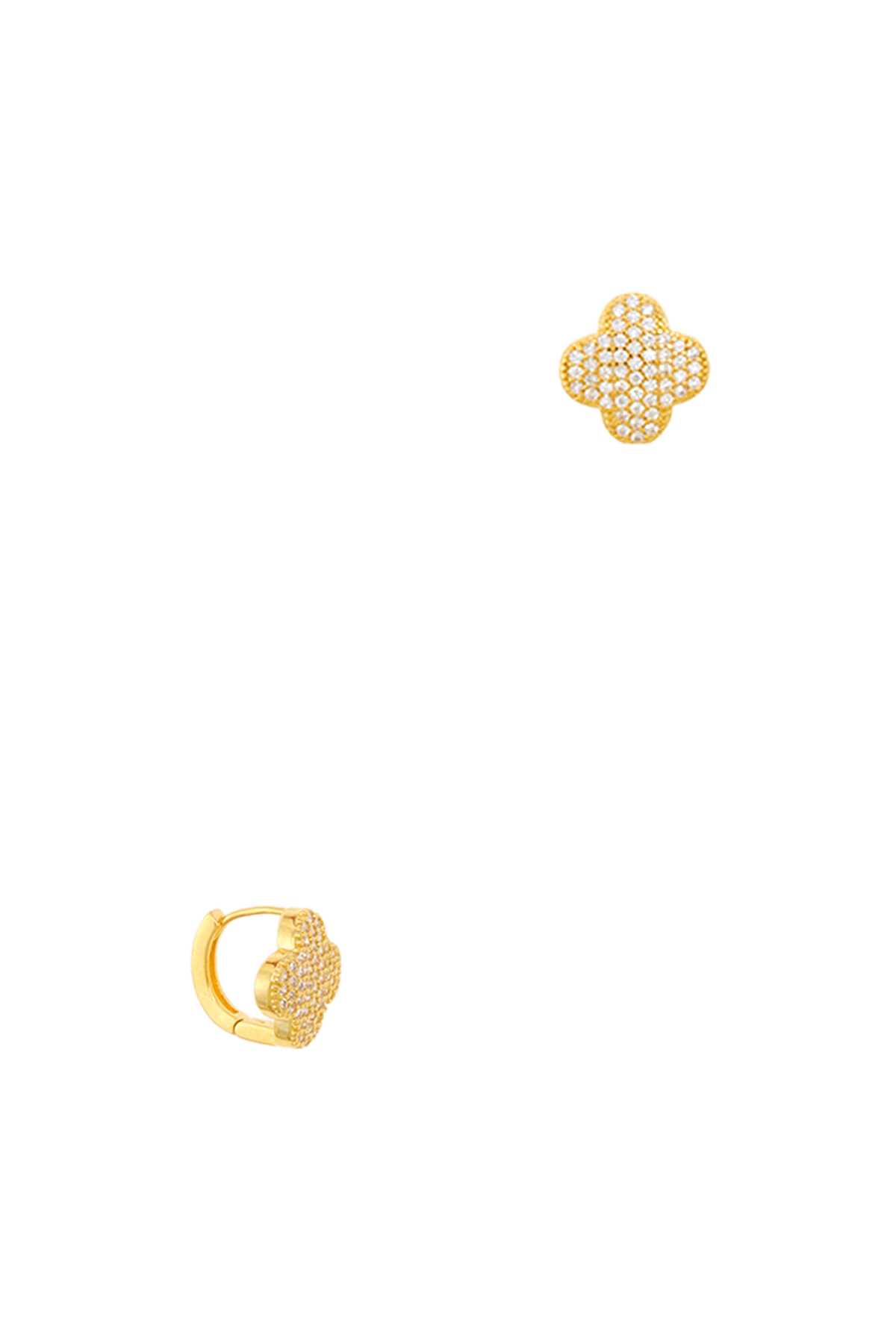 Gold Dipped Cubic Zirconia Clover Earring