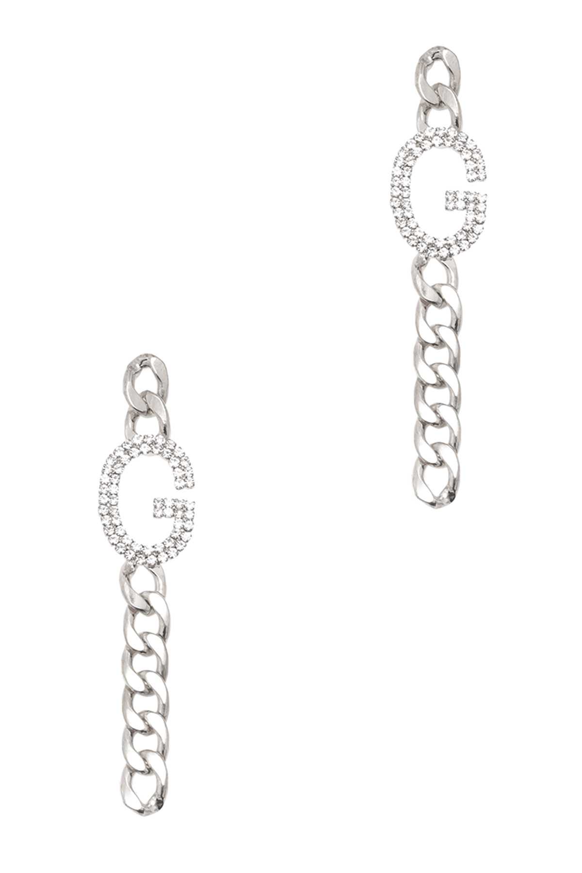G with Chain Drop Stud Earring