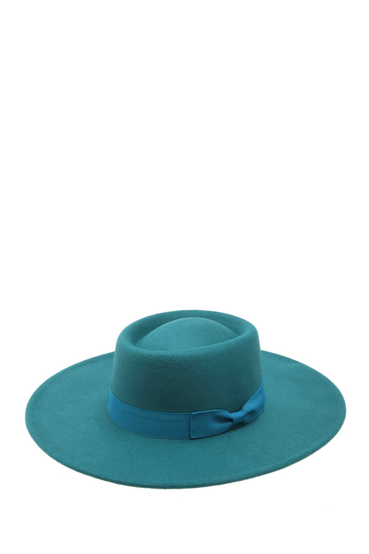 Felt Sun Hat With Ribbon Strap With Bow
