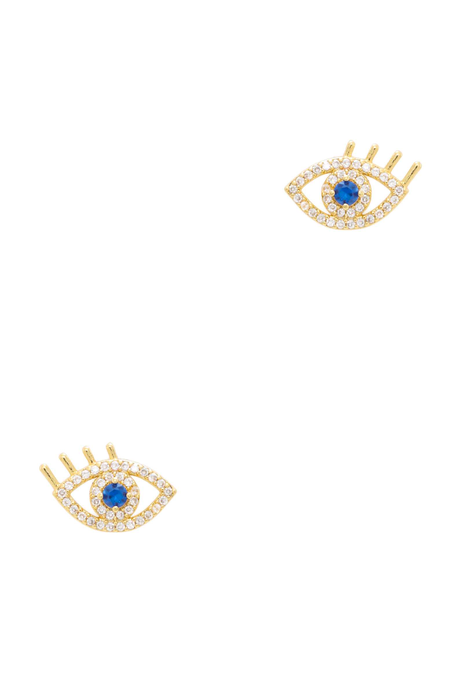 Gold Dipped Eye with Lashes Silver Post Earring