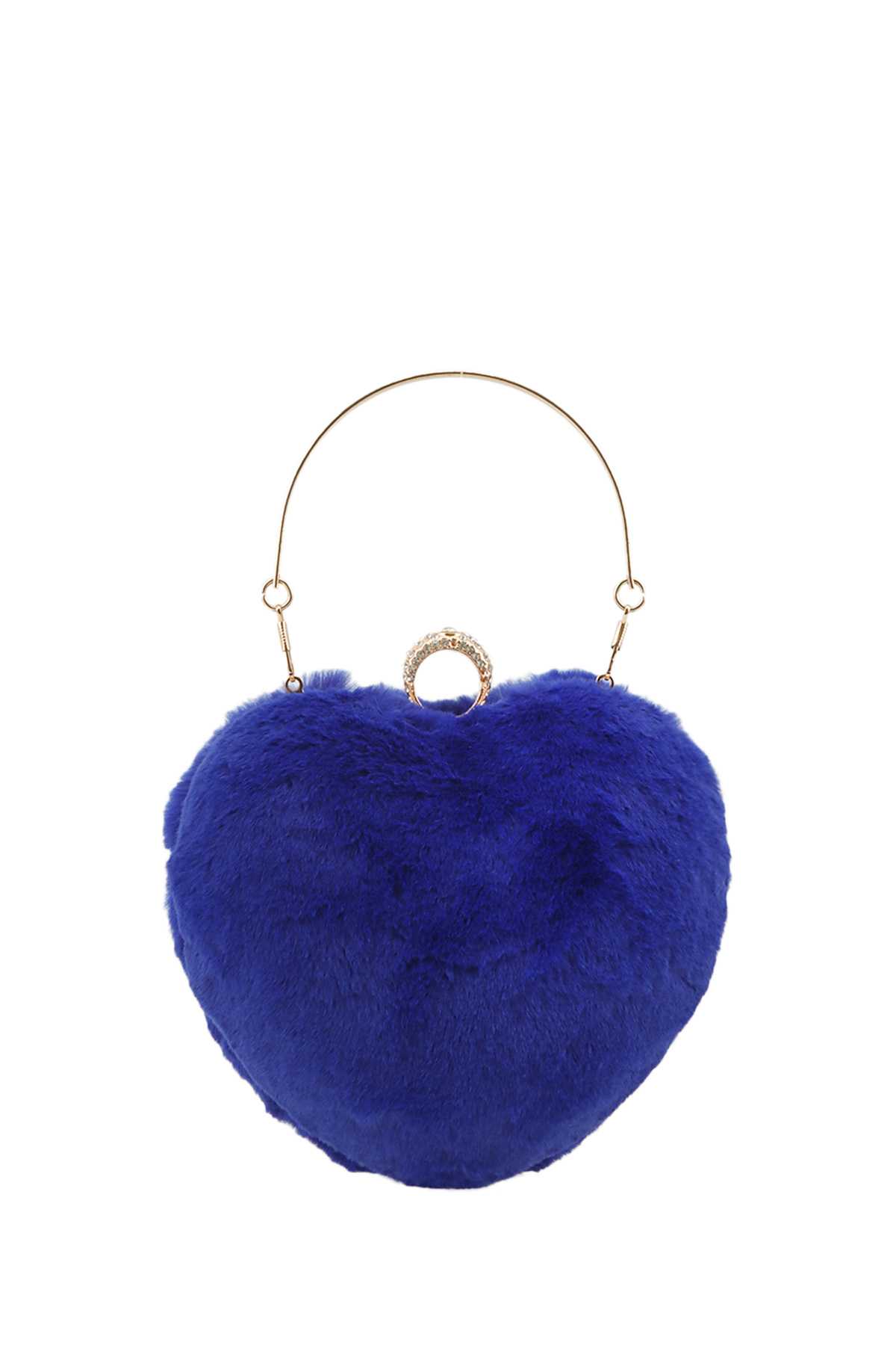 Fur Heart Top Handle Bag
