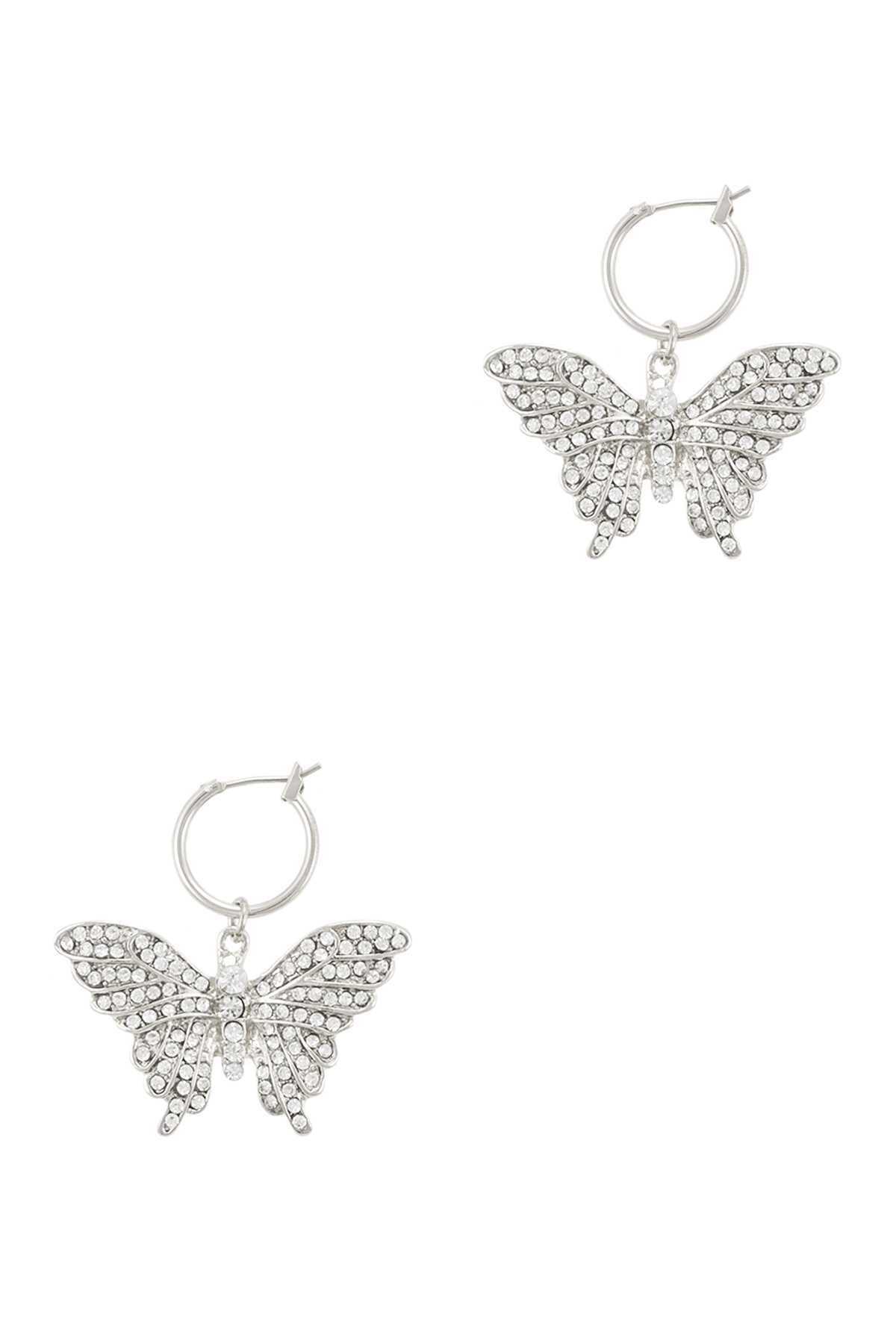 Rhinestone Butterfly Dangle Mini Hoop Earring
