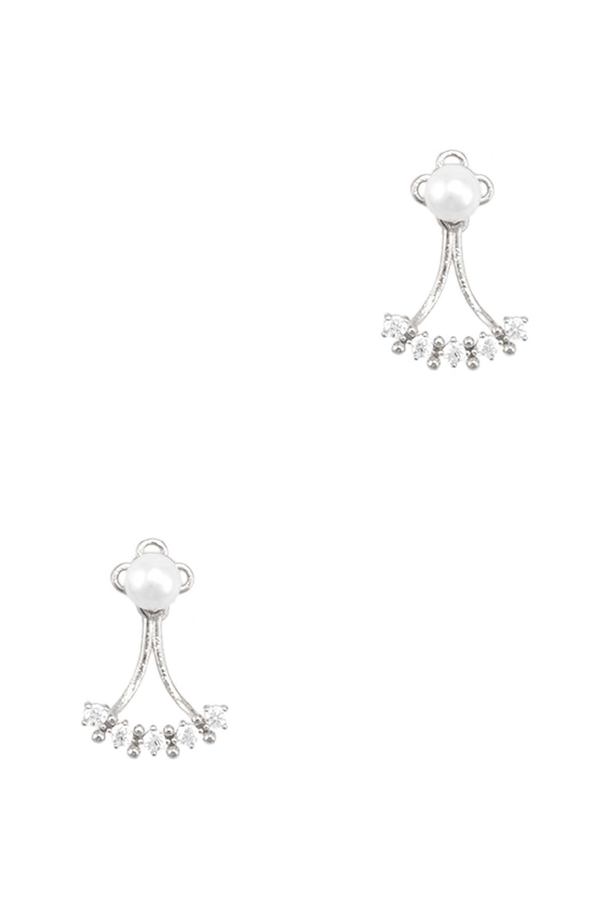 Cubic Charm Baby Pearl Stud Earring