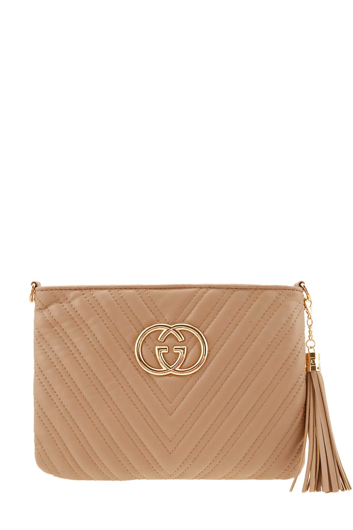 GOLD ACCENT EMBOSSED CLUTCH BAG