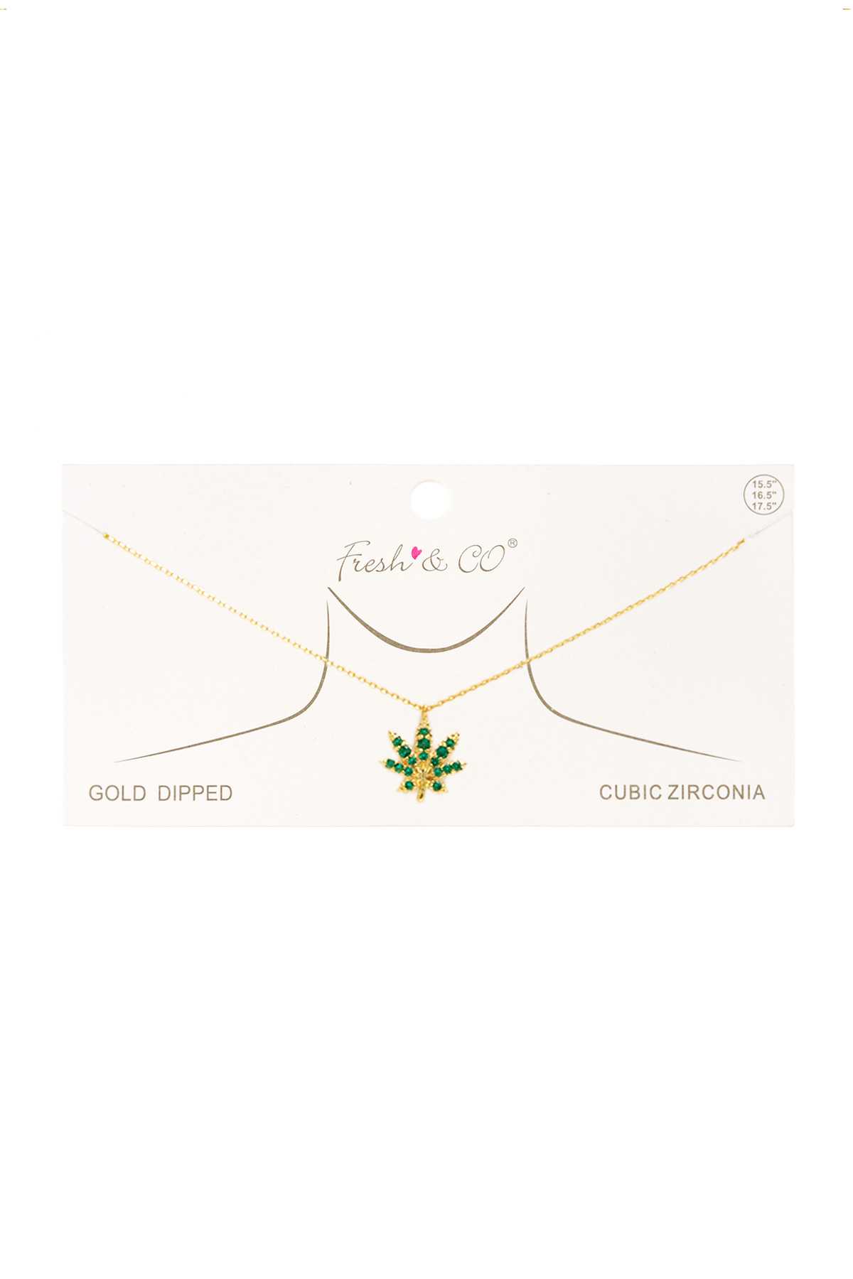 Gold Dipped Marijuana Leaf Pendant Necklace