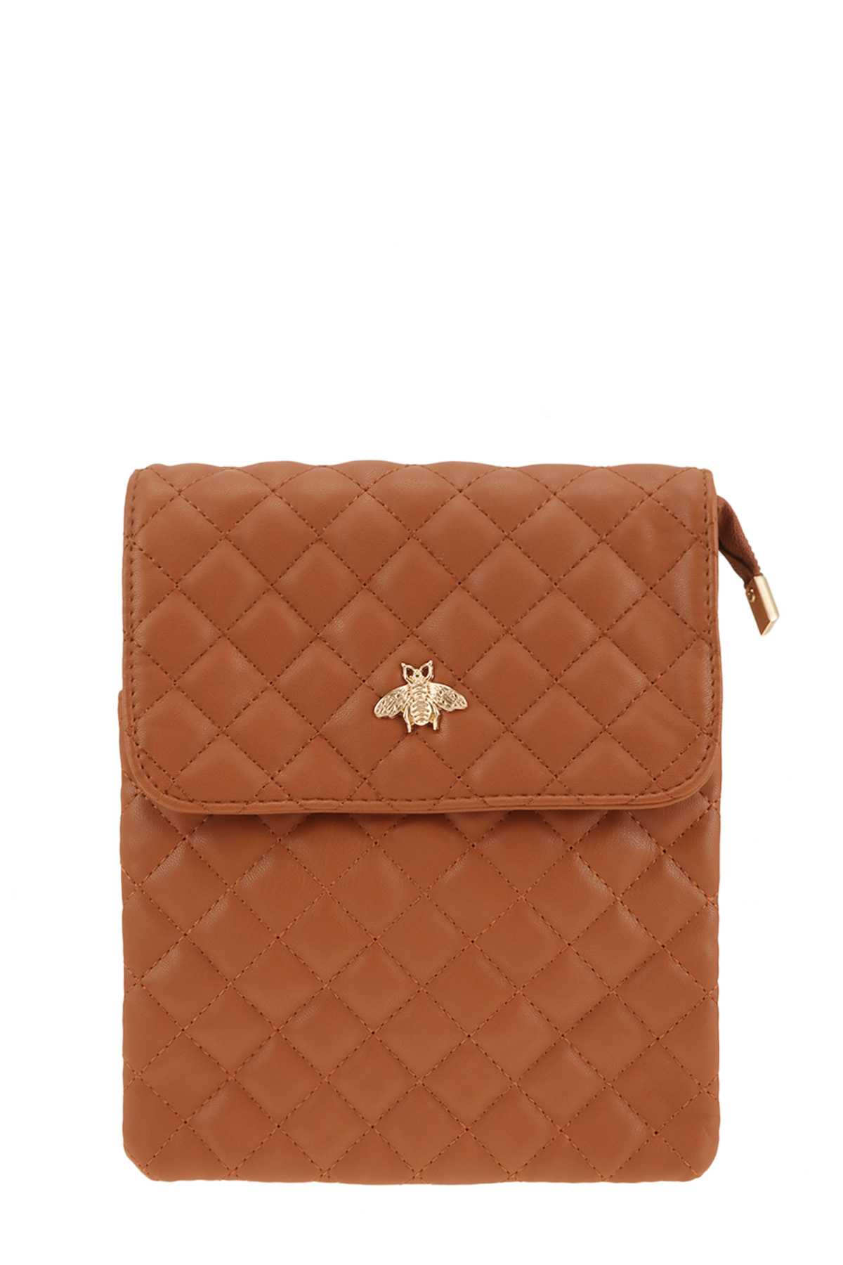 Diamond Quilted Rectangle Shape with Bee Accent Bag