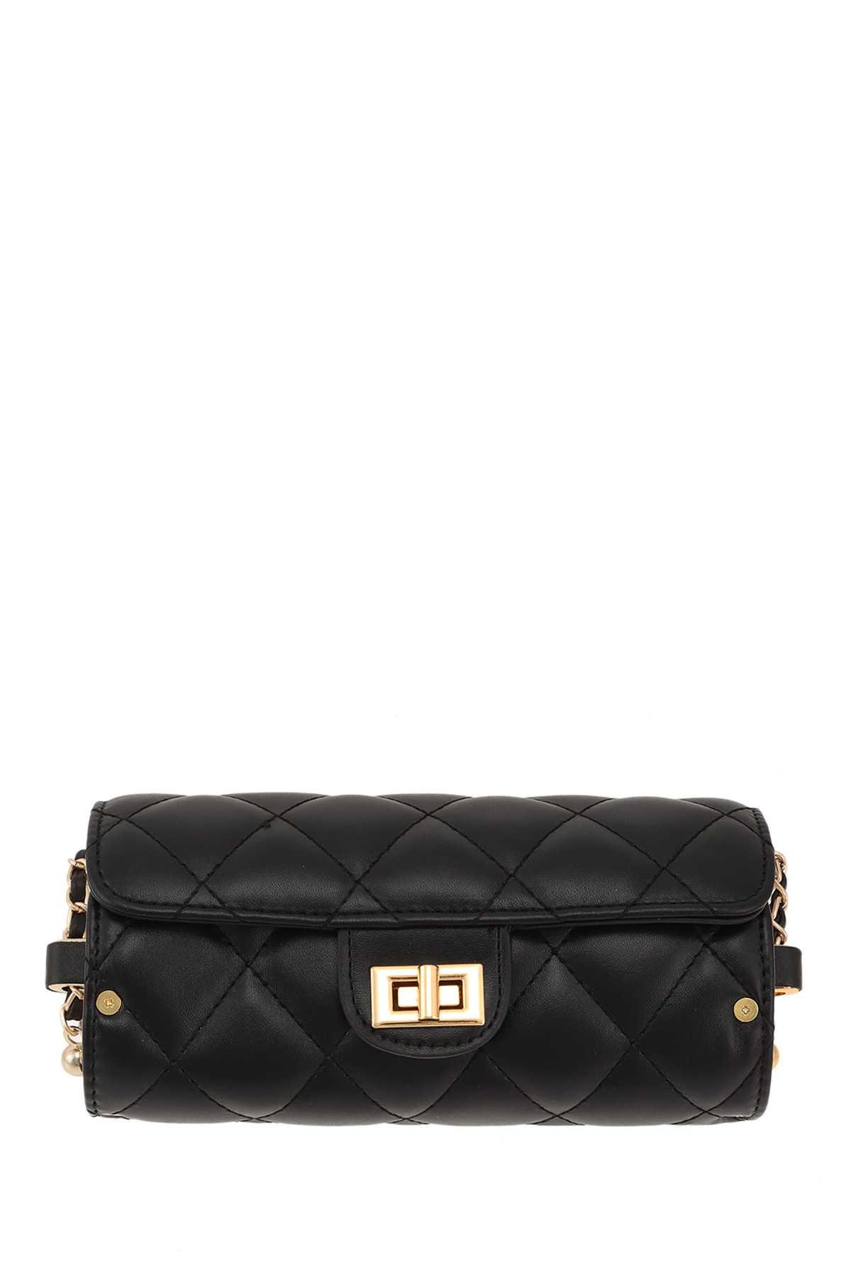 DIAMOND QUILTED CYLINDER SHAPE CROSSBODY BAG