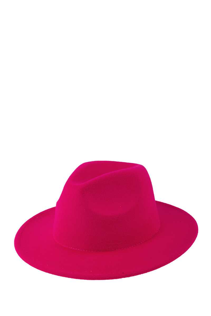 Fedora Style Felt Hat with Bottom Accent