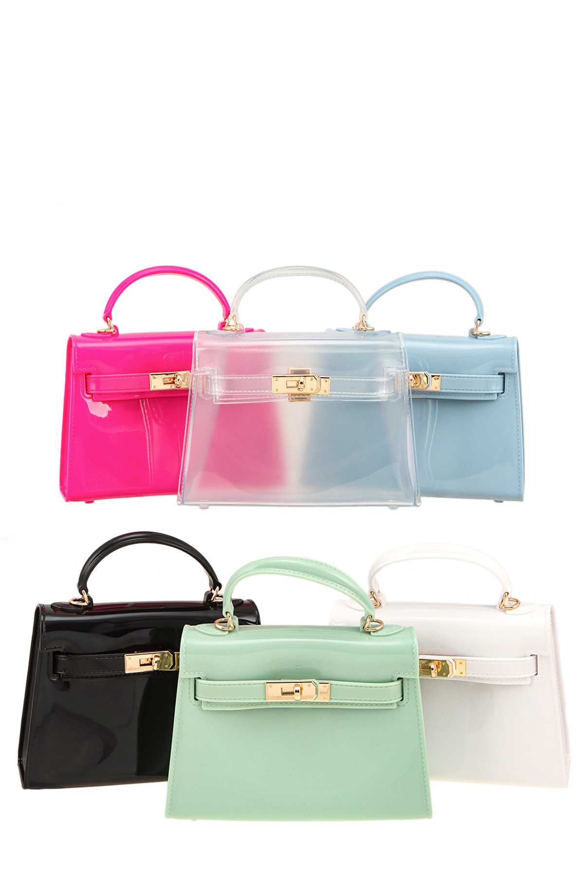 Double Strap Buckle Top Handle Jelly Bag