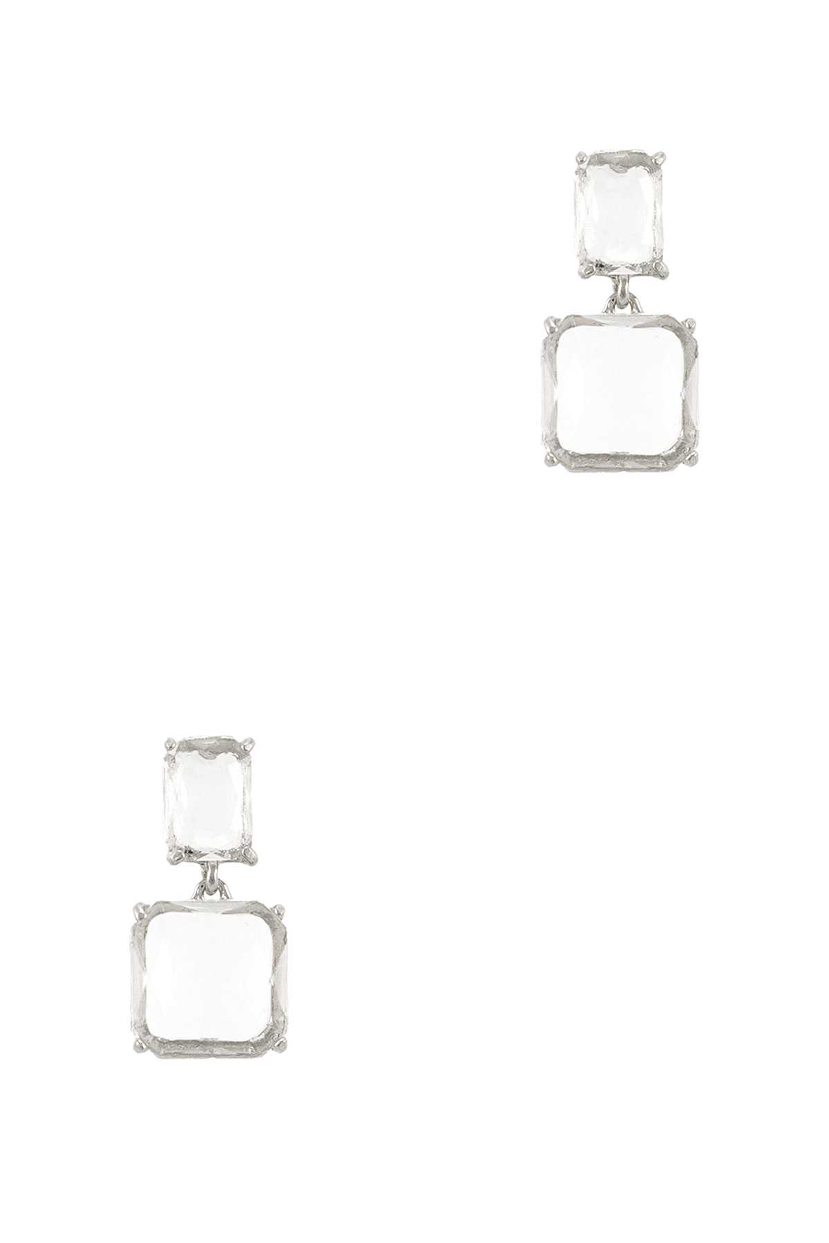 Square Glass Stone Drop Earring