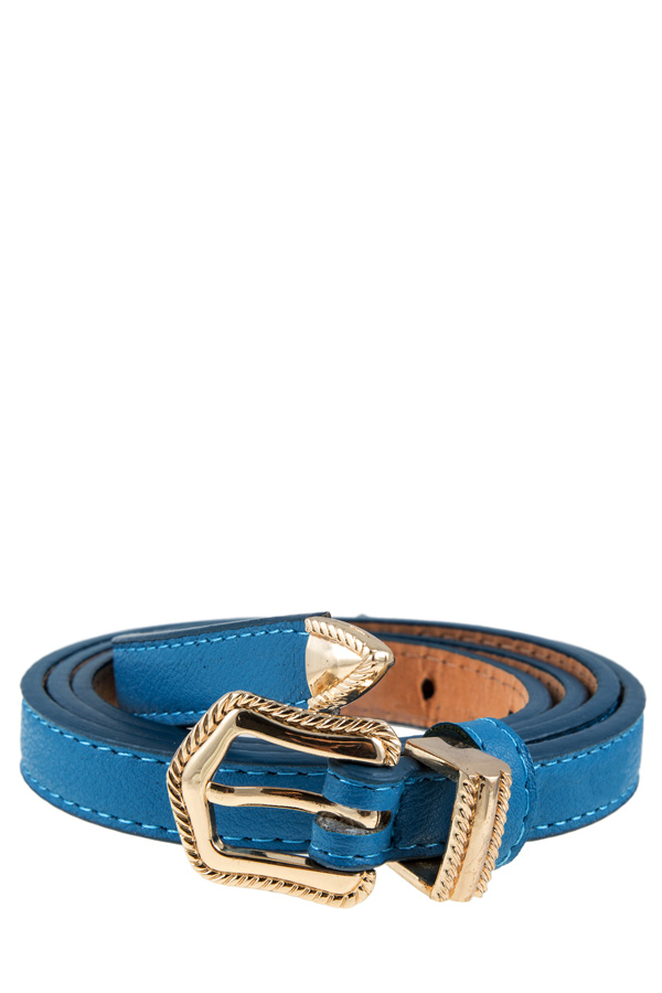 classic buckle thin faux leather belt