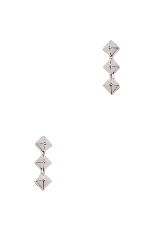 Three diamond shape earrings