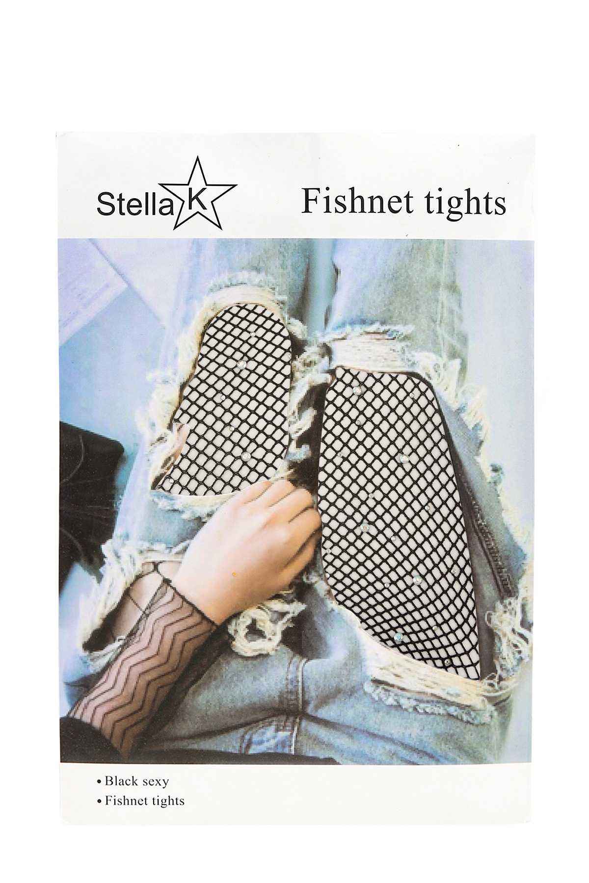 LIGHT WEIGHT FISHNET STOCKING WITH STONE ACCENT