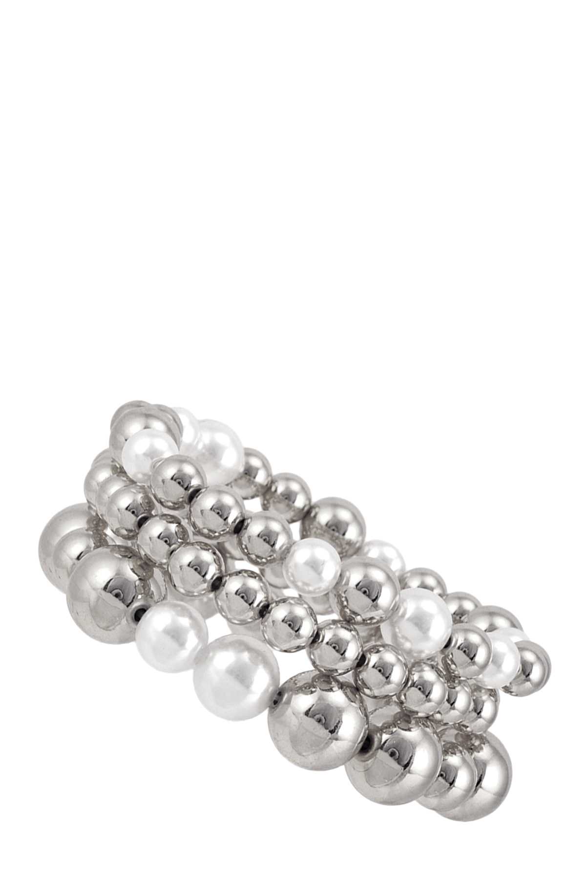Metal Bead And Pearl Bracelet
