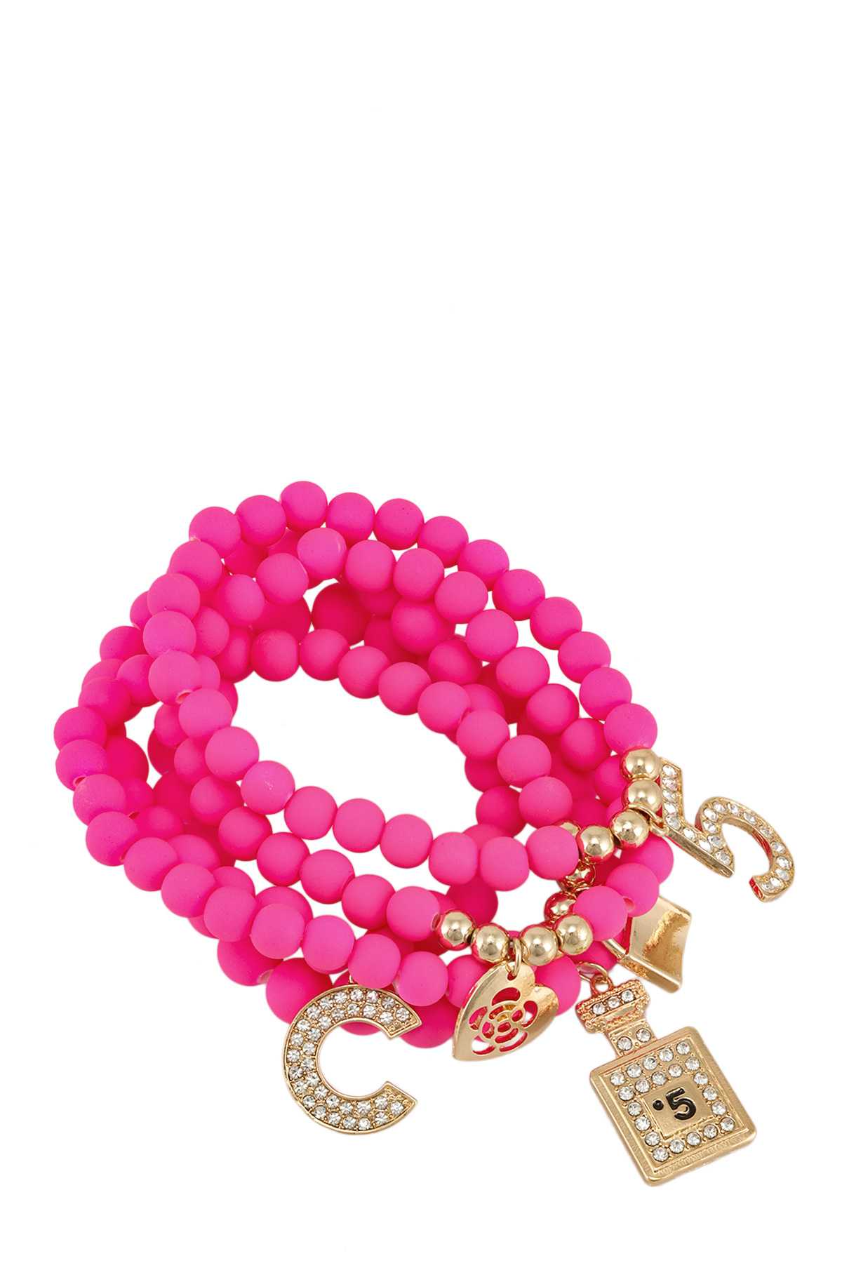 Multiple Charm Beads Stretchable Bracelet