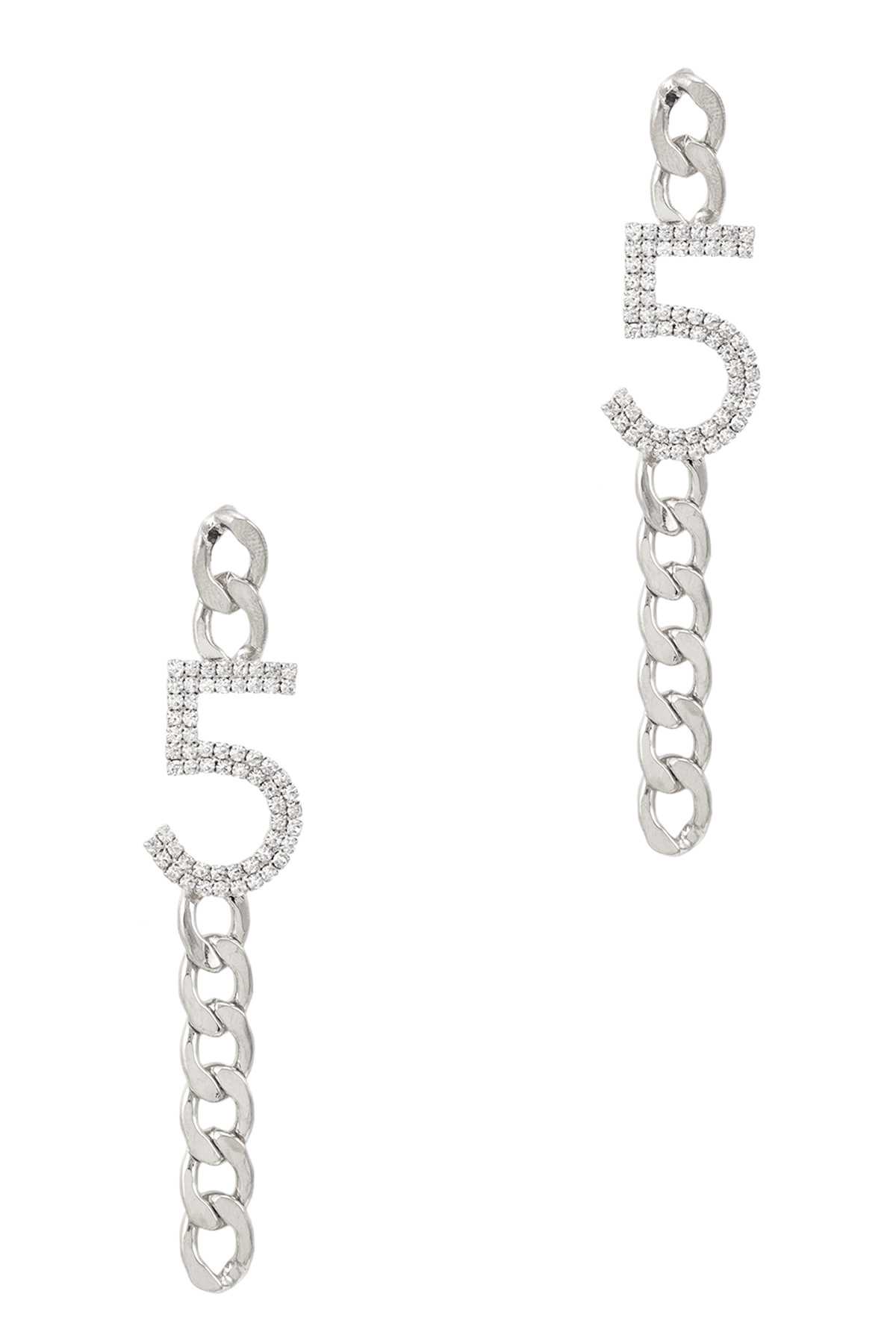 Five with Chain Drop Stud Earring
