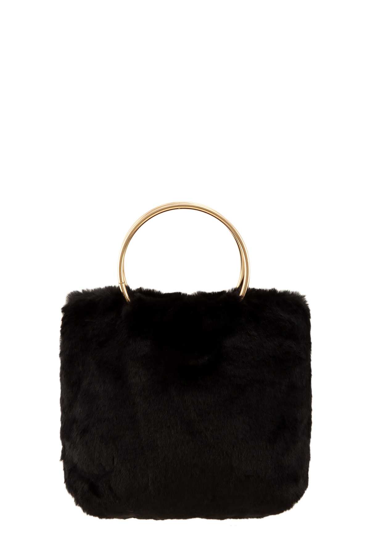 Soft Fur Circular Handle Cross Bag