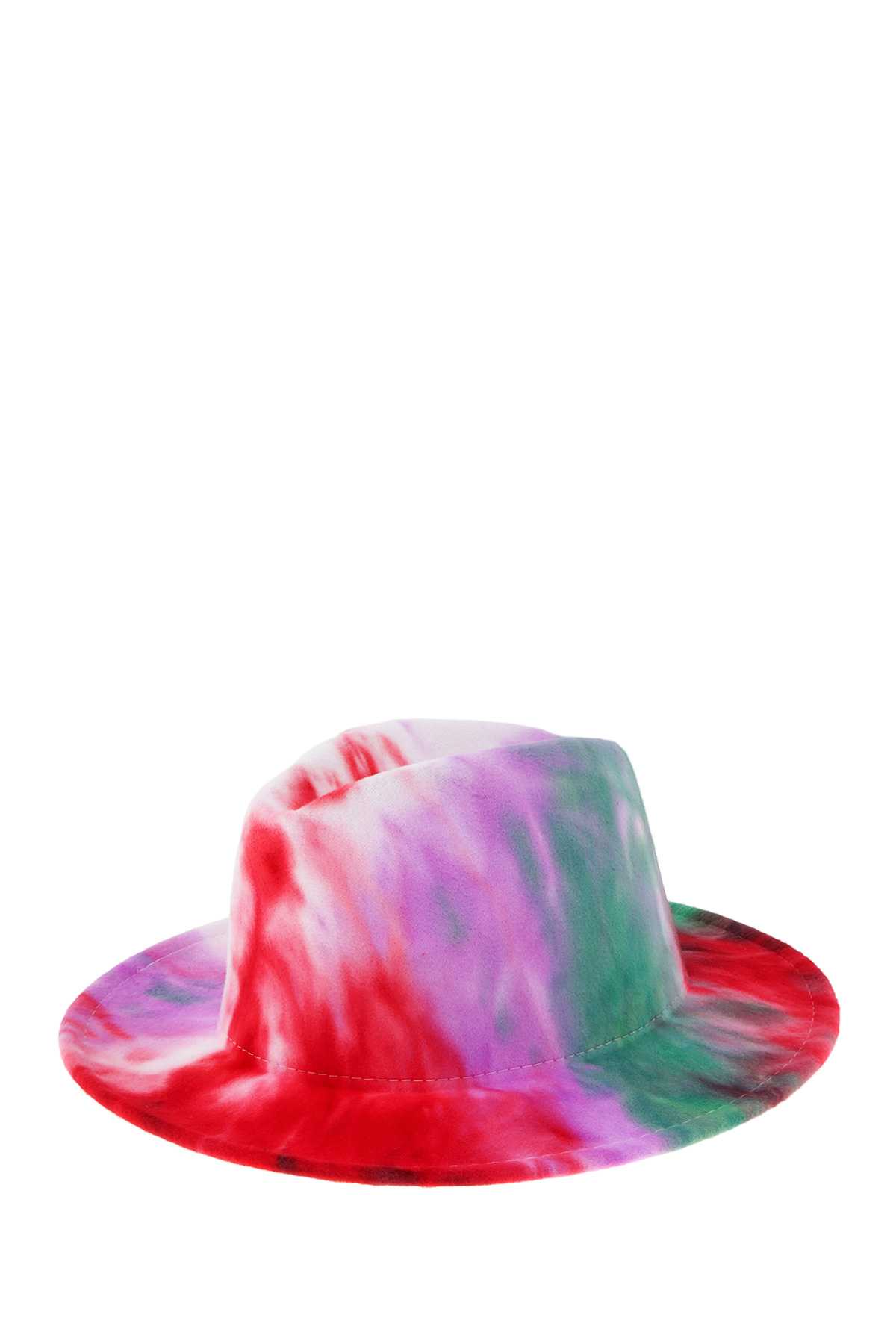 Tie Dye Print Fedora Felt Hat