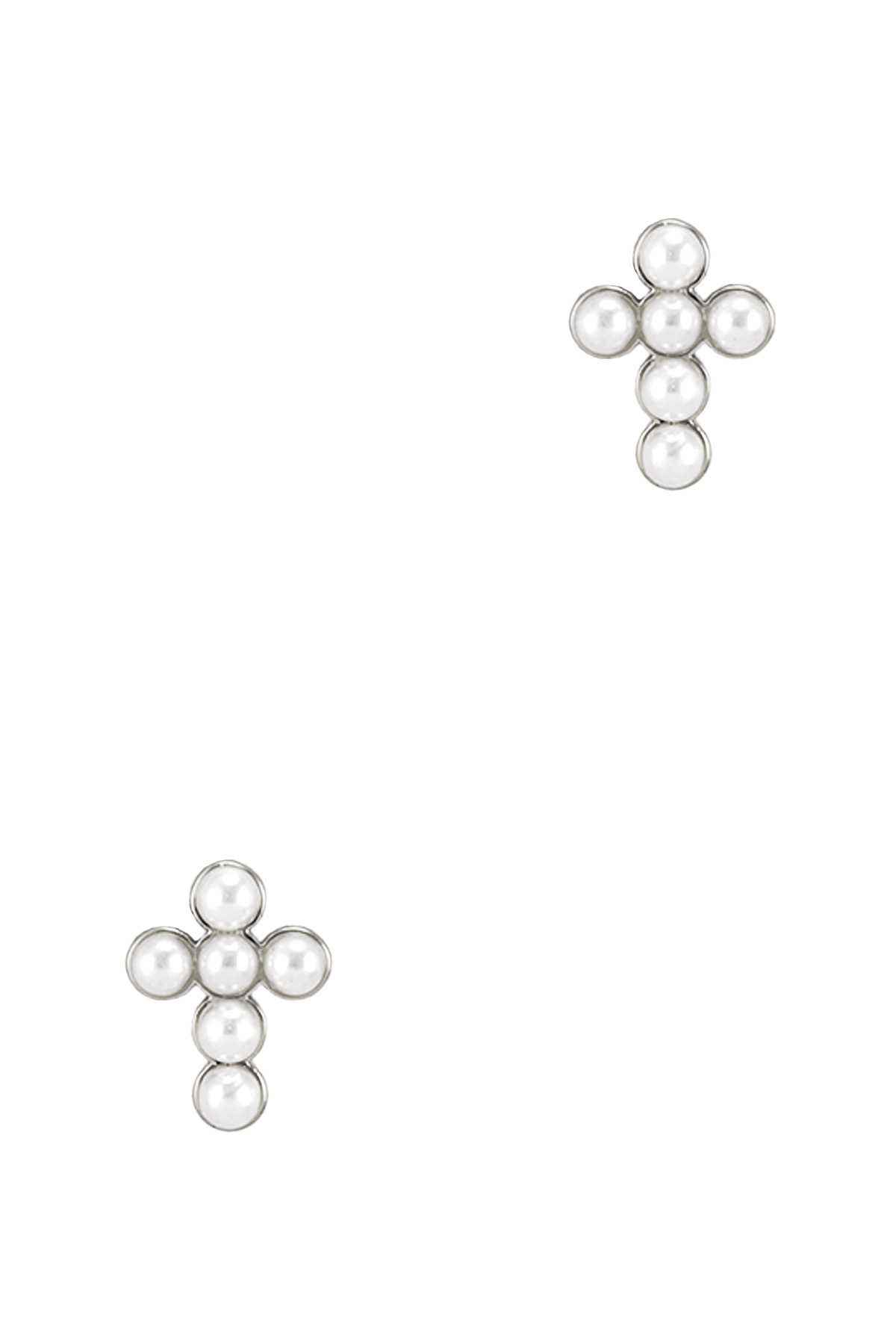 Metal Pearl Cross Earring