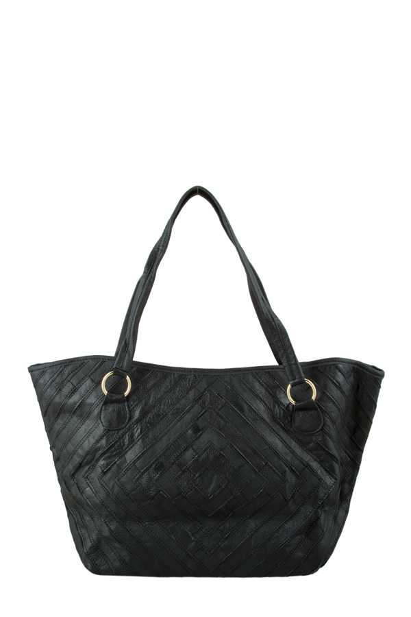 Genuine Leather Patchwork with metal accent tote bag