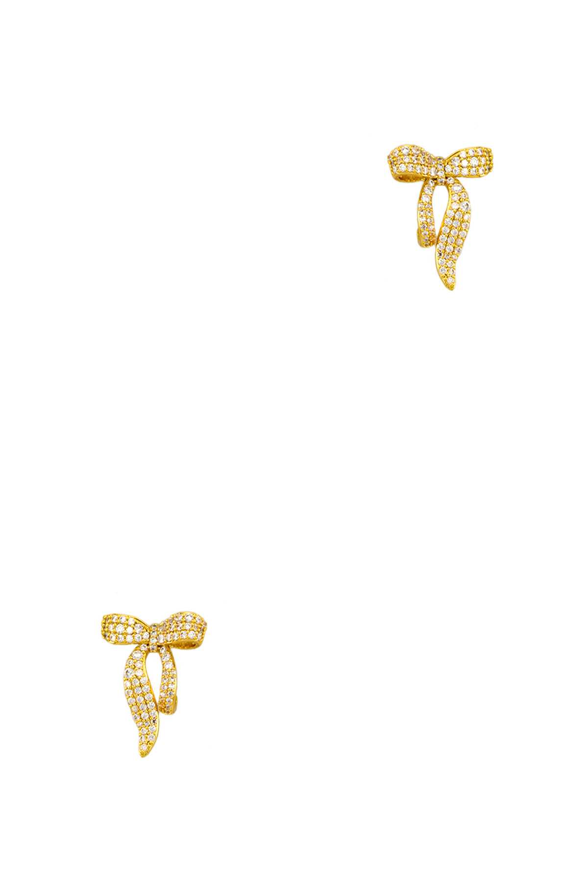 Cubic Zirconia Paved Ribbon Gold Dipped Stud Earring