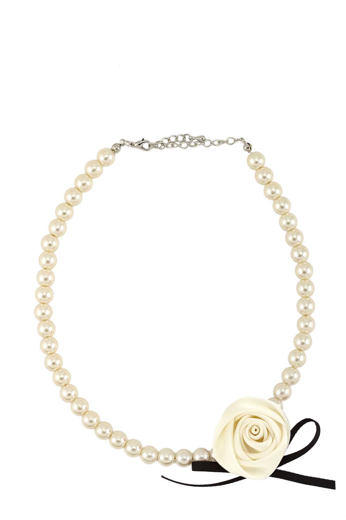Flower Accent Pearl Necklace