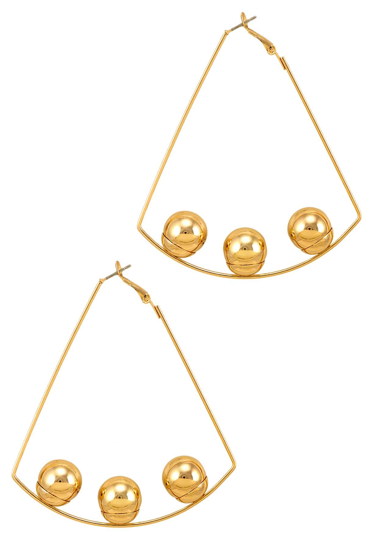 Triangle With Three Small Circles Metal Hoop Earring