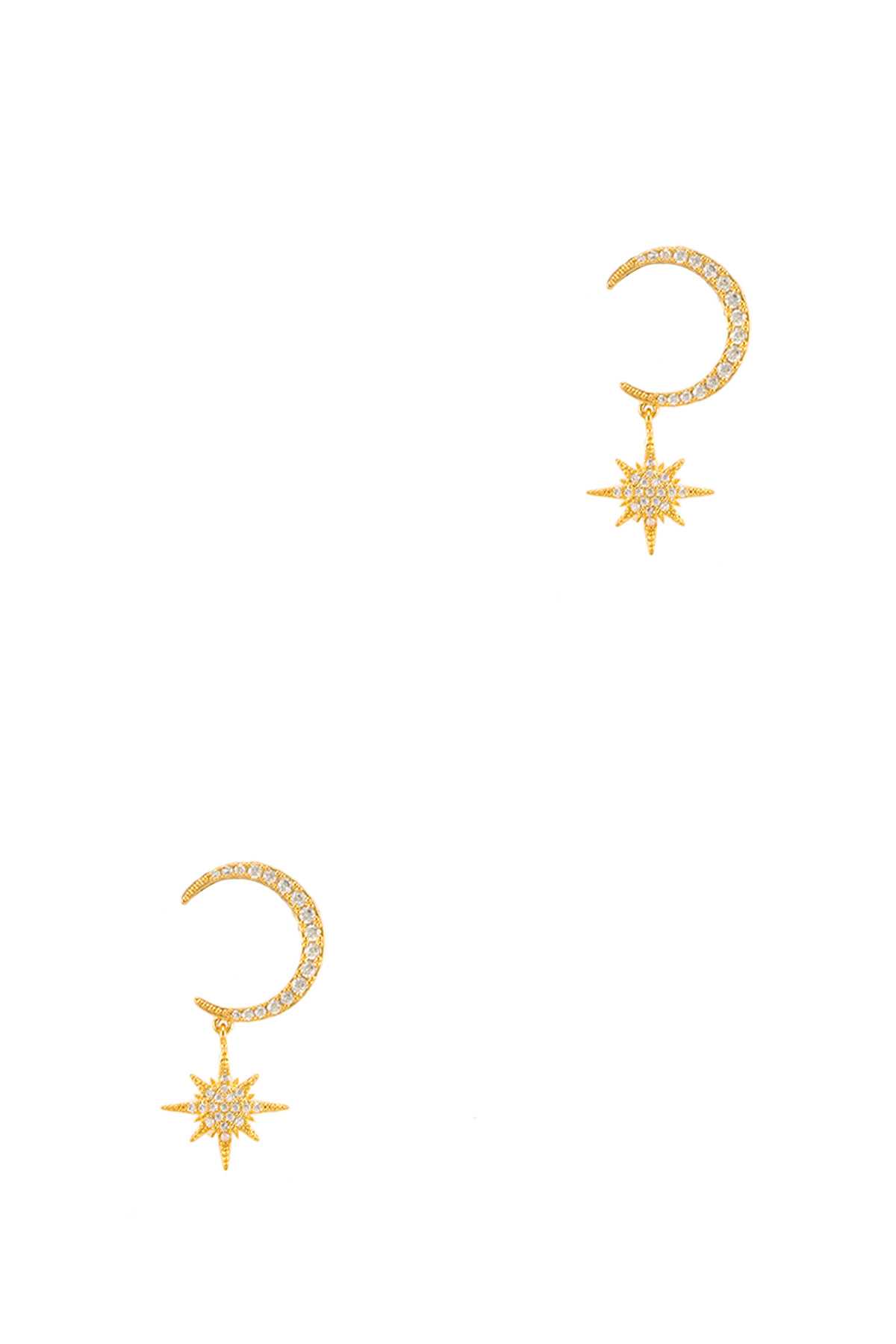 Rhinestone Moon and Star Stud Earring