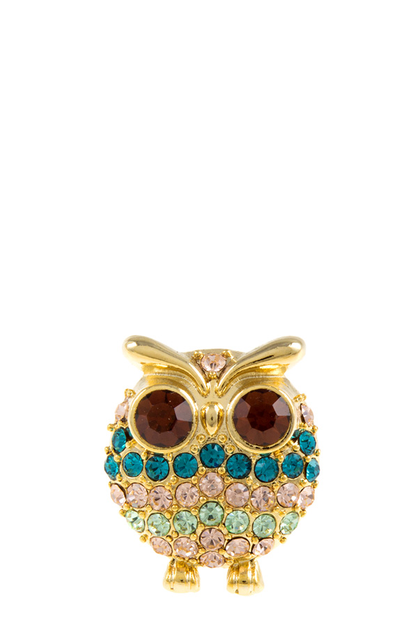 Crystal encrusted owl ring