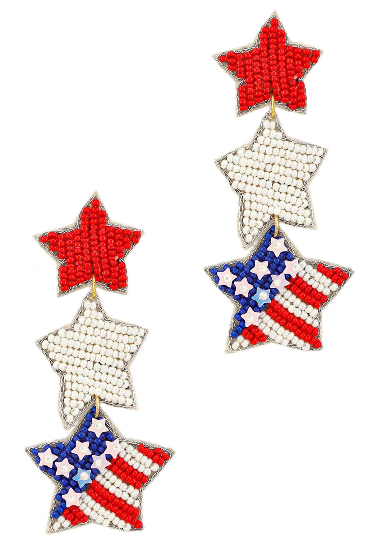 American Flag Three Star Dangle Earring