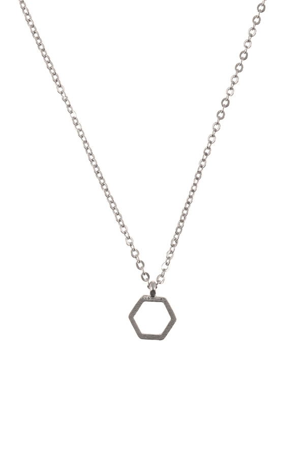 Hexagon cutout pendant necklace