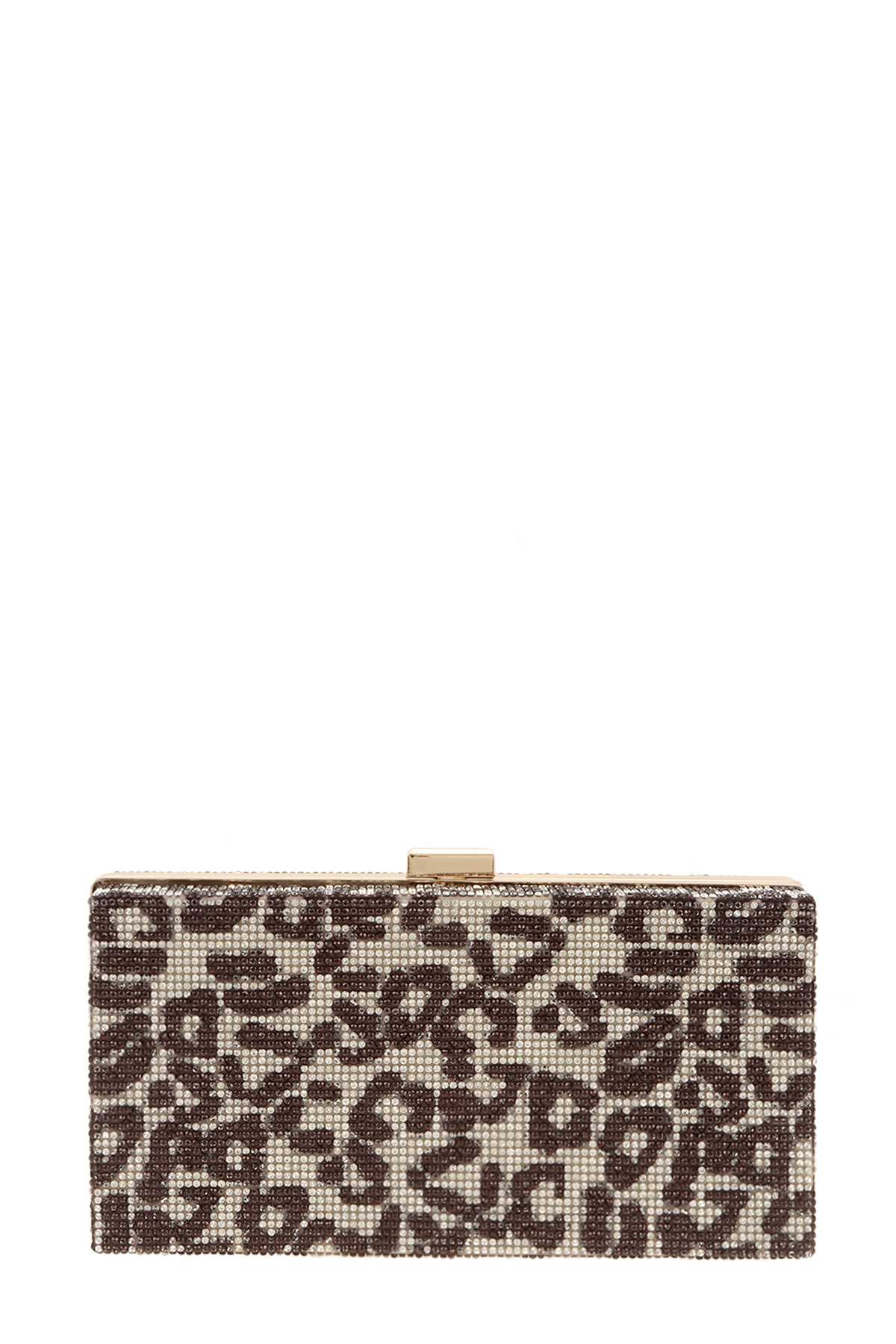 Leopard Pattern Rhinestone Clutch Bag