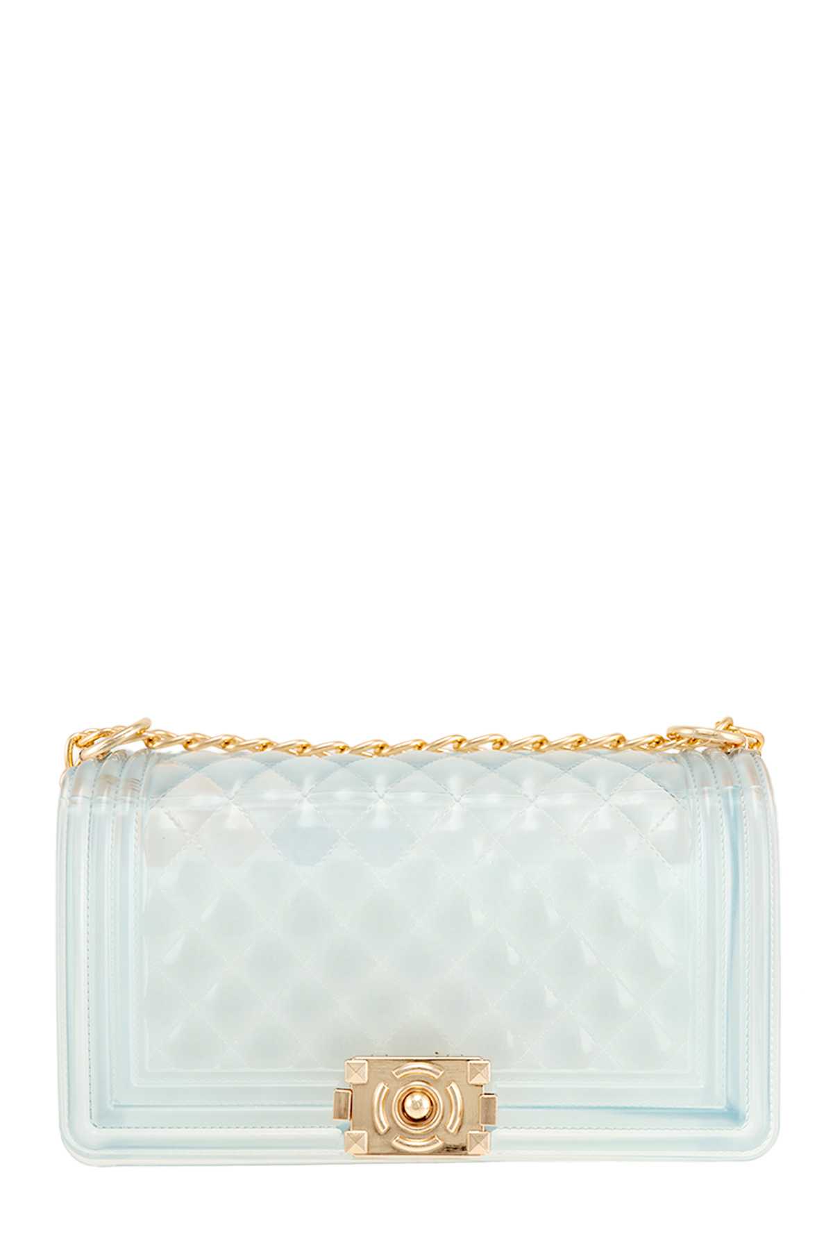 Glossy Feel Diamond Pattern Jelly Shoulder Bag