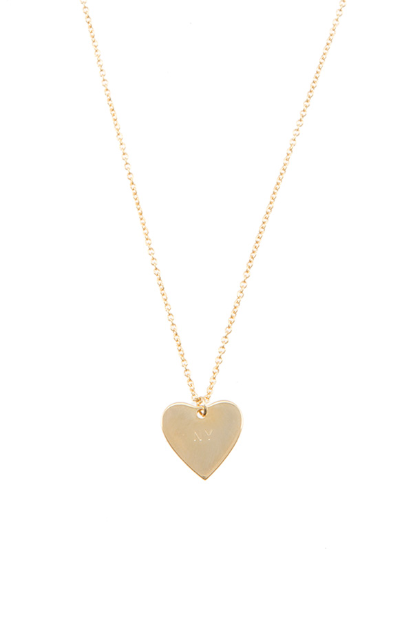 'NY' Brass letter heart pendant necklace