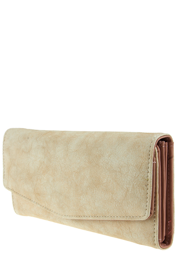 Distressed breathable faux leather wallet