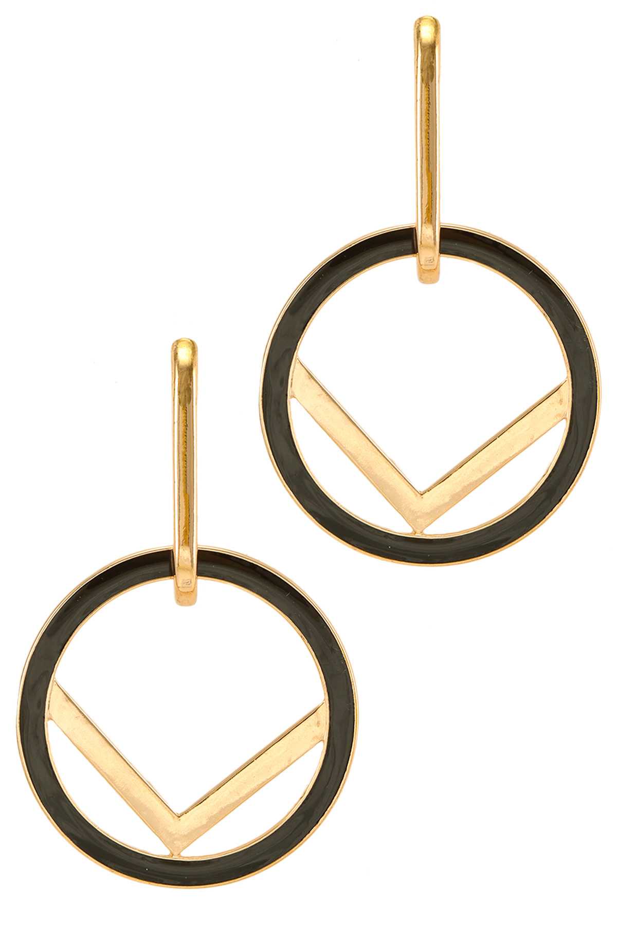 Metal Circle with Geometric Shape Accent Earring