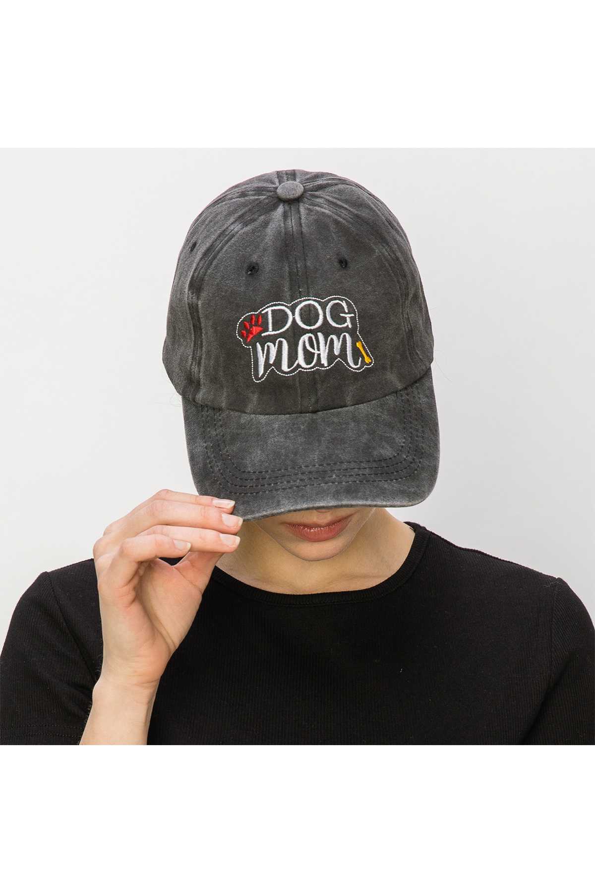 DOG MOM Embroidery Pigment Cap