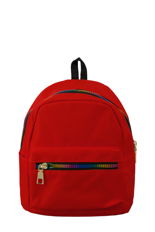 Polyester Small Backpack with Rainbow Zipper