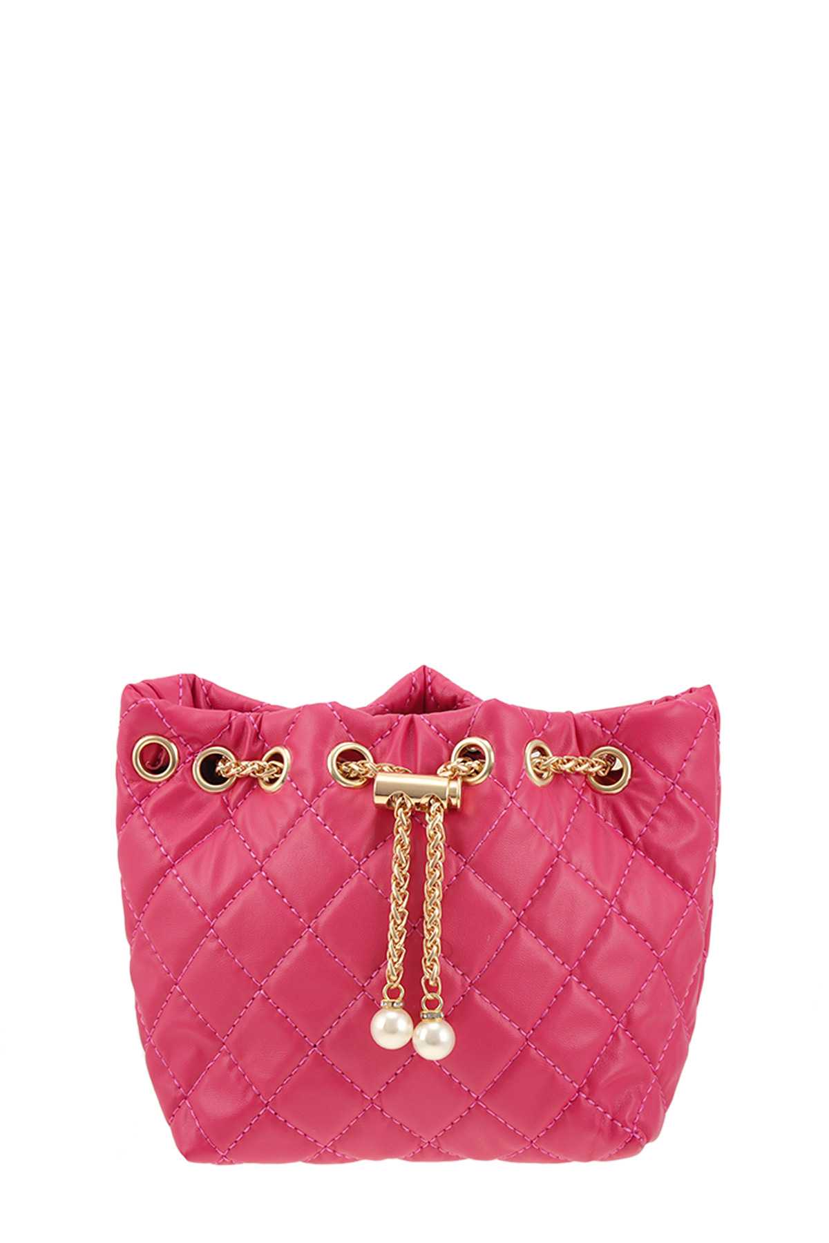 Quilted Bucket Bag with Pearl Charm