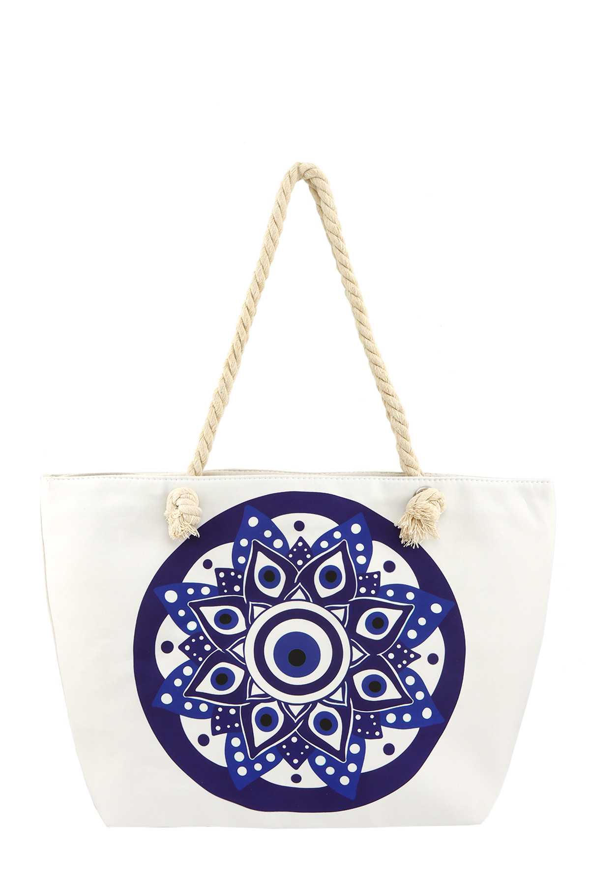 Shopper Bag with Evil Eye Accent