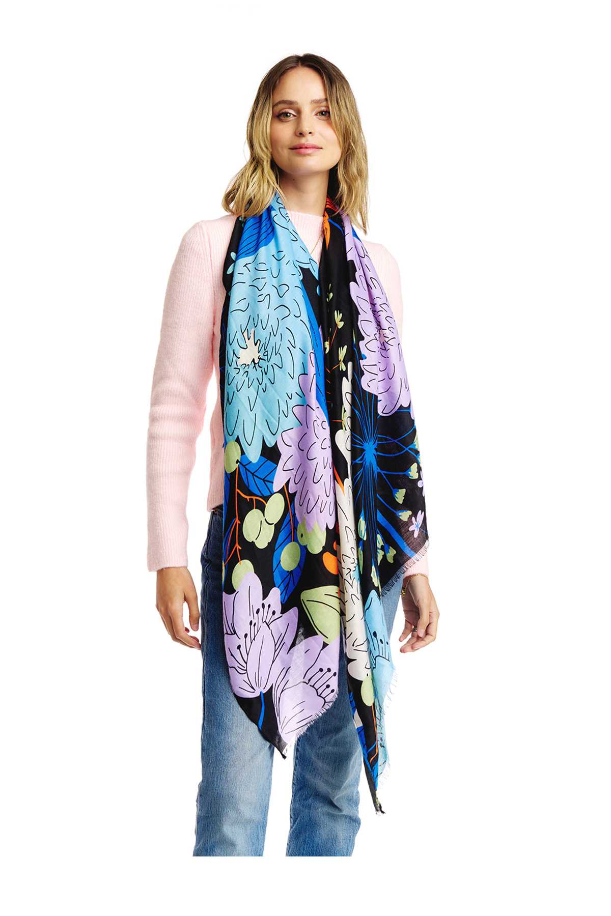 Floral Light Weight Oblong Scarf